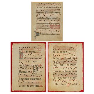 3 Antiphonary Vellum Manuscript Pages