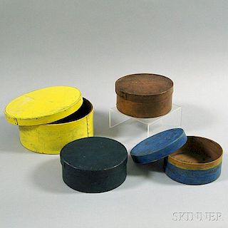 Four Painted Round Pantry Boxes