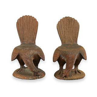 Pair of Folk Art Carved Eagle Chairs