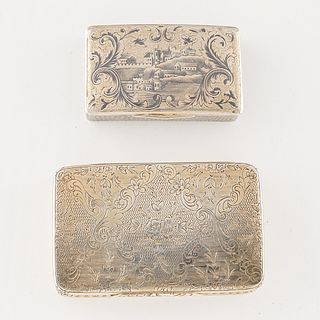 2 Small Engraved Silver Boxes