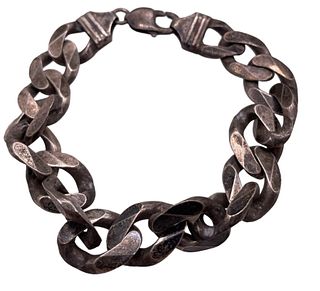 Chunky Italian Men's Sterling Silver Chain Link Bracelet 