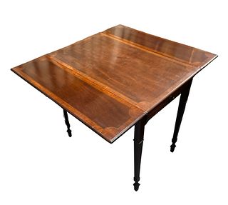 Mahogany Inlaid Single Drawer Flip Top Table 