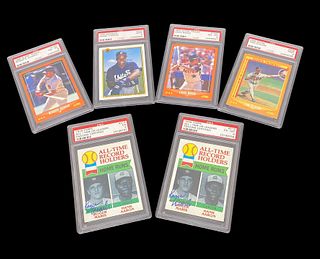 6 PSA Graded Baseball Cards Frank Thomas Rookie, Hank Aaron, 
Roger Maris, Roberto Alomar, Craig Biggio, Tom Glavin