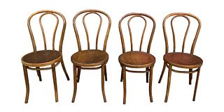 Thonet Style Birch Bentwood Chairs, Set of 4, Made in USA