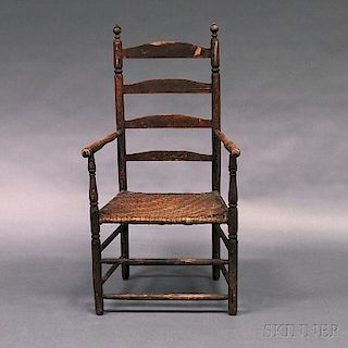 Brown-painted Slat-back Armchair