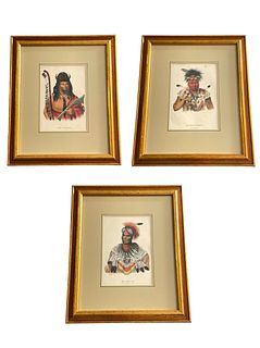 Three MCKENNEY AND HALL Native American Book Plate Lithographs (RICE RUTTER & CO, 1868)