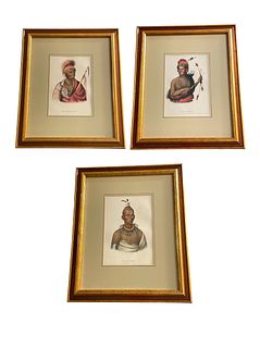Three MCKENNEY AND HALL Native American Book Plate Lithographs (RICE RUTTER & CO, 1868)