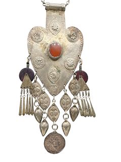 Antique Indian (India) Silver & Carnelian Necklace 