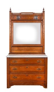 An Eastlake Marble Top Dresser and Mirror