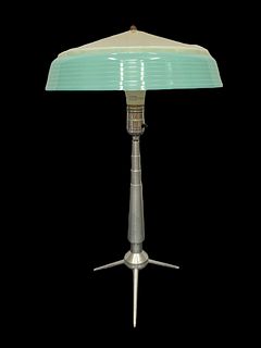 Art Deco Bauhaus Machine Age Streamline Brushed Aluminum Desk Lamp 