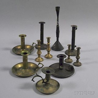Eleven Miscellaneous Candlesticks and Chambersticks