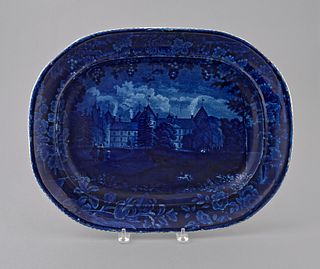 Historical blue Staffordshire platter