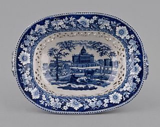 Historical blue Staffordshire Boston State House r