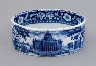 Historical blue Staffordshire Boston State House p