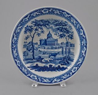 Historical blue Staffordshire Boston State House s