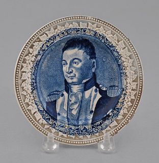 Historical blue Staffordshire General Lafayette to