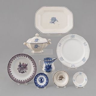 Eagle decorated transferware, 19th c., to include