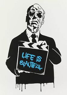 Mr. Brainwash - Alfred Hitchcock (aka Life is Beautiful) (Blue)