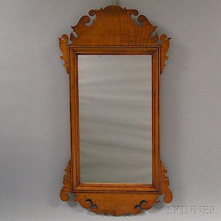 Eldred Wheeler Chippendale-style Tiger Maple Scroll-frame Mirror