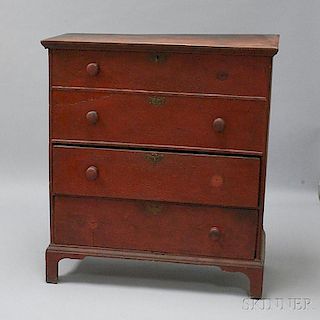 Early Red-painted Two-drawer Blanket Chest