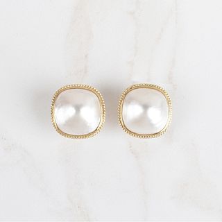 Mabe Pearl and 14K Earrings.