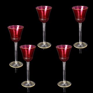 St. Louis Ruby Color Hock Wine Stems