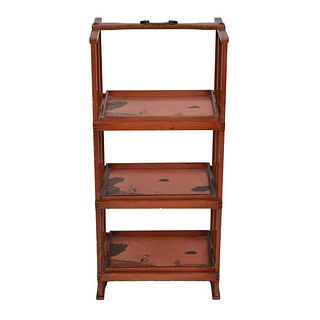 Vintage Japanese Wooden 3-Tiered Stand