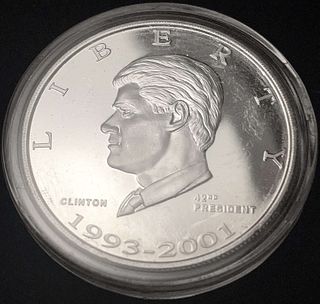Danbury Bill Clinton Proof 1 ozt .999 Silver