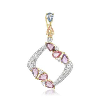 Diamond and Multi-Color Gemstone Pendant