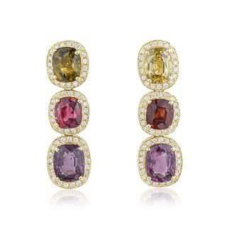 Spinel and Diamond Drop Earrings