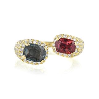 Spinel and Diamond Gold Ring
