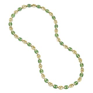 Nephrite and Gold Link Necklace