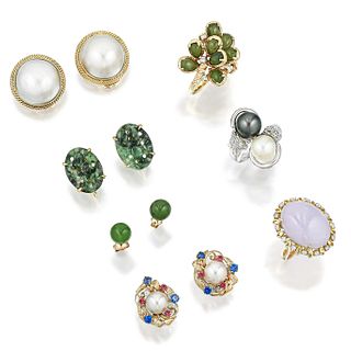 Group of Gemstones and Gold Jewelry