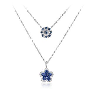 Group of Two Sapphire and Diamond Necklaces
