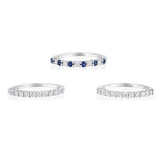 Group of Three Diamond and Sapphire Bands