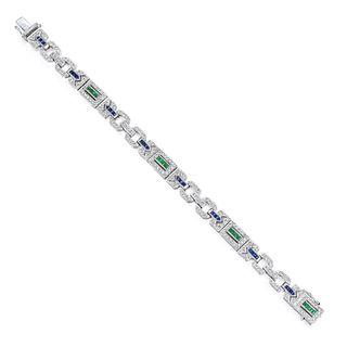 Diamond Sapphire and Emerald Bracelet