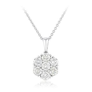 Diamond Flower Cluster Pendant Necklace