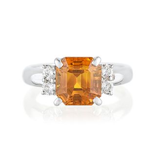 3.59-Carat Orange Sapphire and Diamond Ring, GIA Certified