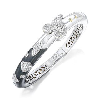 La Nouvelle Bague Enamel and Diamond Bangle Bracelet