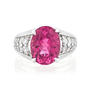 4.59-Carat Pink Tourmaline and Diamond Ring