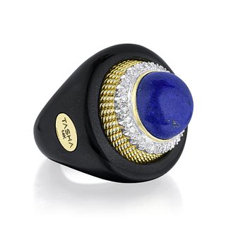 Lapis Lazuli Diamond and Black Jade Ring