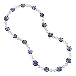 Tanzanite Onyx and Diamond Necklace