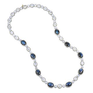Moonstone Labradorite and Diamond Necklace