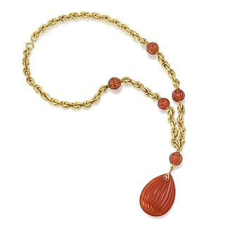 Antique Carnelian Drop Necklace