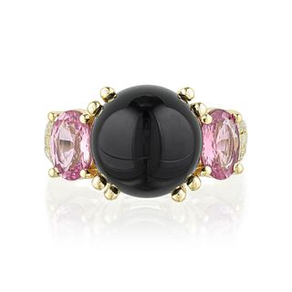 Onyx Pink Sapphire and Diamond Ring, GIA Certified