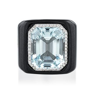 Aquamarine and Diamond Jade Ring