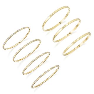 Group of Seven Gold Bangles