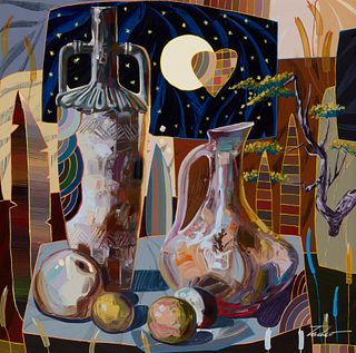 Tadeo Zavaleta (b.1977), "Bodegon la Jarrones," Oil on canvas, 27" H x 27" W