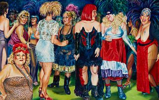Jill Pankey (b. 1952), "Carnival," Oil on panel, 14.75" H x 23.625" W