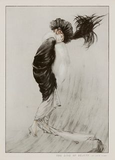 After Louis Icart (1888-1950), "The Line of Beauty," Offset lithograph in colors on paper, Sight: 14" H x 10.125" W